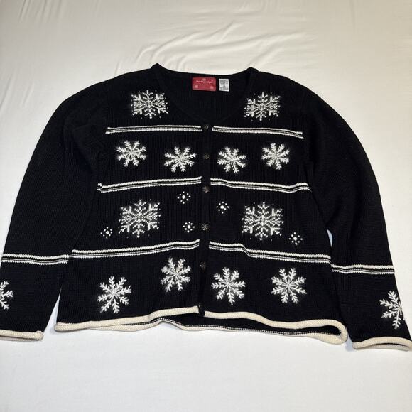 Northcrest Sweaters - Holiday Lodge NorthCrest Rabbit Hair Wool Blend Snowflake Cardigan Sweater XL